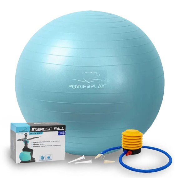 Мяч для фитнеса (фитбол) PowerPlay 4001 Ø65 cm Gymball Мятный + насос (PP_4001_65_Mint), Цвет : Мятный