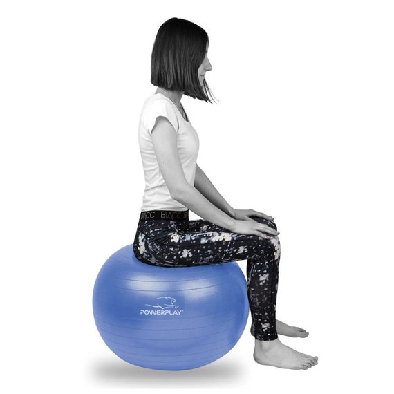 М'яч для фітнесу (фітбол) PowerPlay 4001 Ø65 cm Gymball Синій + насос (PP_4001_65_Blue), Колір: Синій, зображення 3