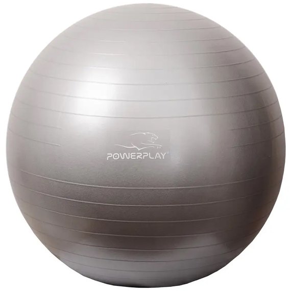 Мяч для фитнеса (фитбол) PowerPlay 4001 Ø75 cm Gymball Серебристый + насос (PP_4001_75_Silver), изображение 2