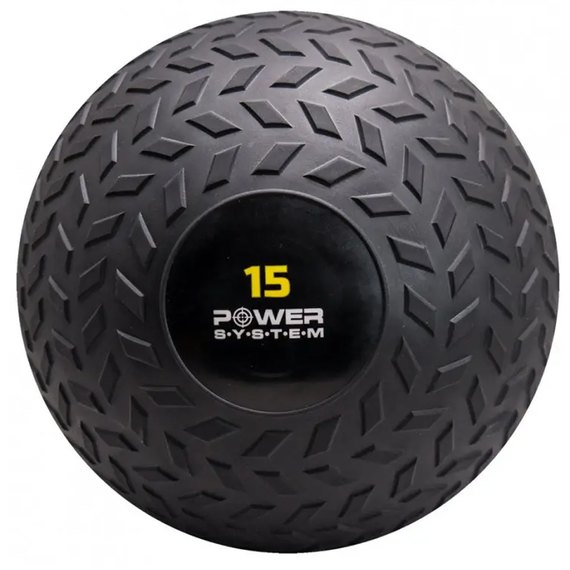 Мяч для кроссфита (слембол) Power System PS-4117 SlamBall 15кг рифленный Black (PS-4117_15kg)