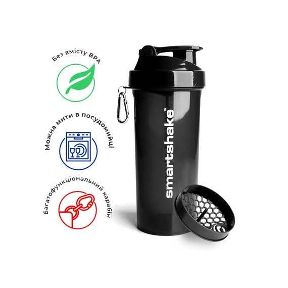 Шейкер спортивный SmartShake Lite 1000ml Glossy-Black (10611202), Цвет: Black, изображение 2