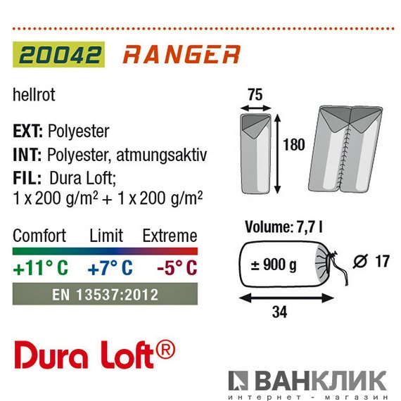 Спальный мешок High Peak Ranger / +7°C (Right) 921745
