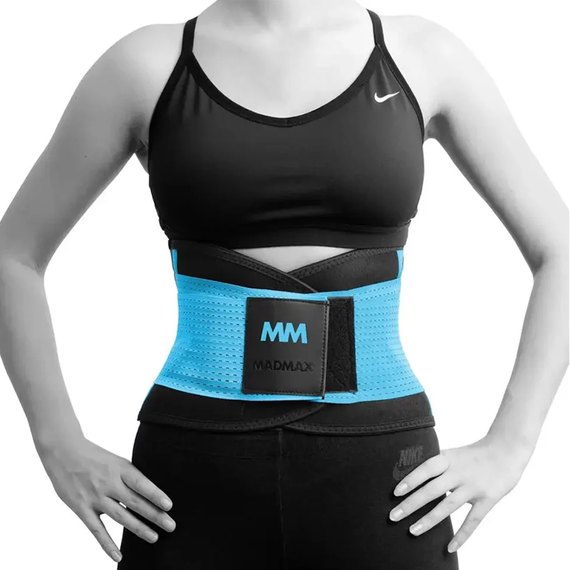 Пояс компрессионный MadMax MFA-277 Slimming belt Black/turquoise M (MFA-277-TRQ_M), Размер: M, Цвет: Голубой, изображение 2