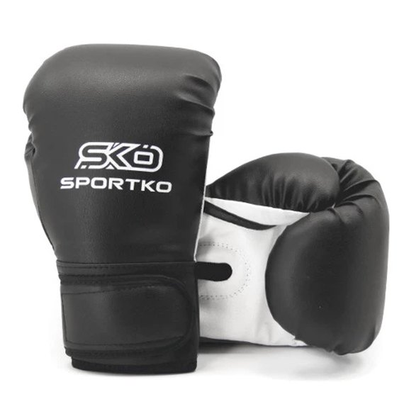 Боксерские перчатки Sportko 7oz черные ПД2 7 унц, Вес: 7 унций, Цвет: Чёрный