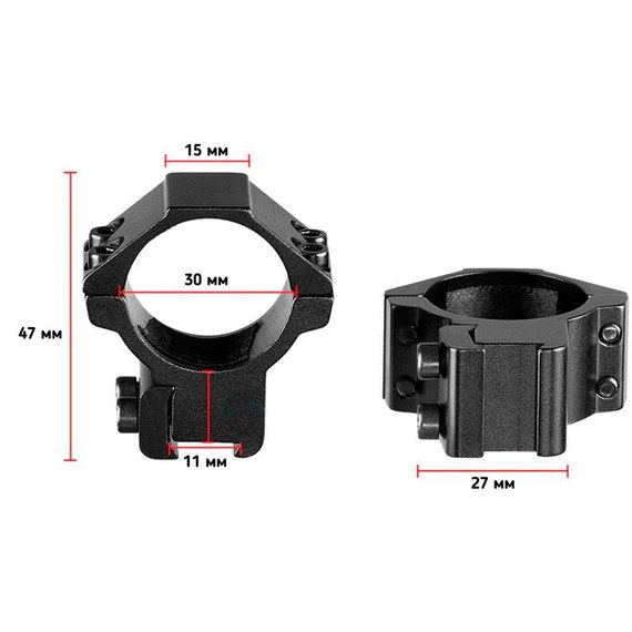 Кольца Discovery Scope Mount Rings Low л/хвост 1inch(30) (180210), изображение 2
