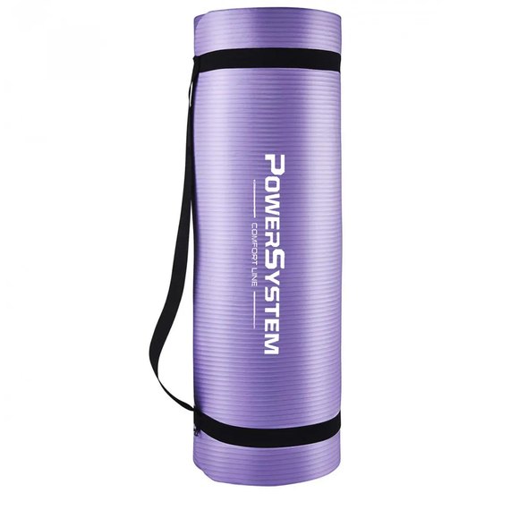 Килимок для йоги та фітнесу Power System PS-4017 NBR Fitness Yoga Mat Plus 180х61х1см фіолетовий (PS-4017_Purple), Колір: Фіолетовий, зображення 3