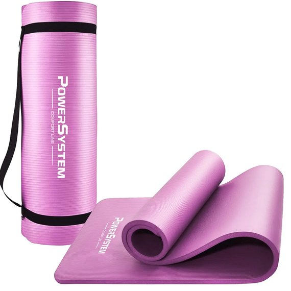 Килимок для йоги та фітнесу Power System PS-4017 NBR Fitness Yoga Mat Plus 180х61х1см рожевий (PS-4017_Pink), Колір: Рожевий