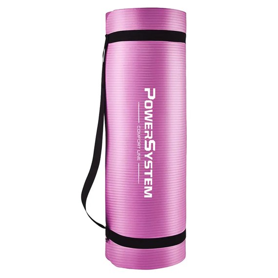 Килимок для йоги та фітнесу Power System PS-4017 NBR Fitness Yoga Mat Plus 180х61х1см рожевий (PS-4017_Pink), Колір: Рожевий, зображення 3