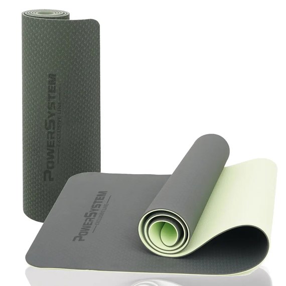 Килимок для йоги та фітнесу Power System PS-4060 TPE Yoga Mat Premium 183х61х0,6см зелений (4060GN-0), Колір: Зелений