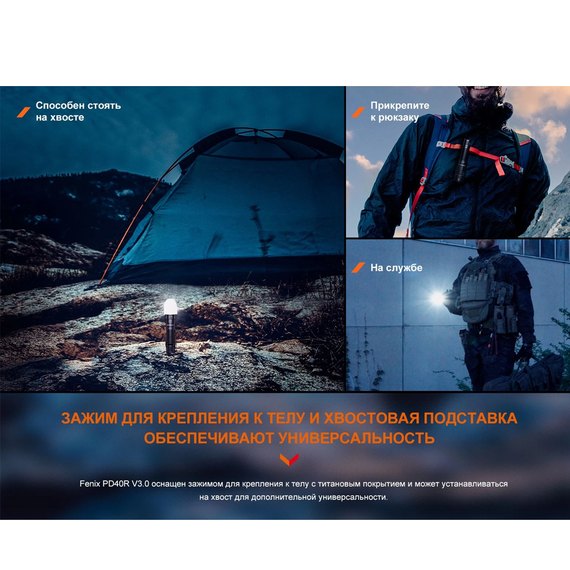 Фонарь ручной Fenix PD40R V3.0 черный (PD40RV3), изображение 10
