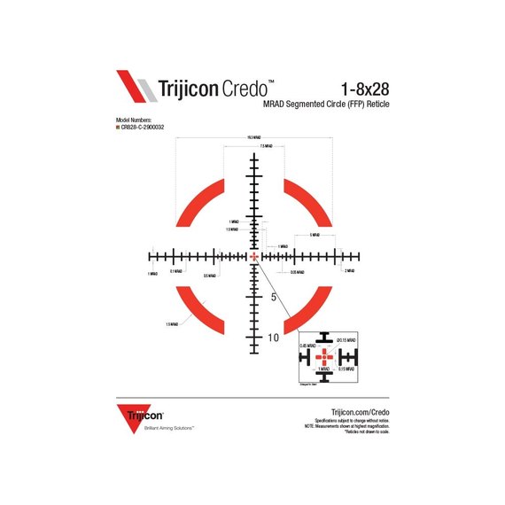 Оптический прицел Trijicon Credo 1-8x28 Red/Green MRAD Segmented Circle (CR828-C-2900032), изображение 5