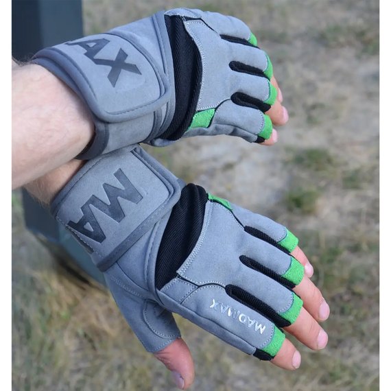 Перчатки для фитнеса MadMax MFG-860 Wild Grey/Green S (MFG-860_S), Размер: S, изображение 4
