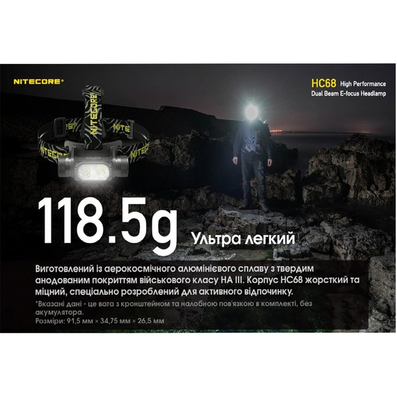 Налобный фонарь Nitecore HC68 (6-1462), изображение 16