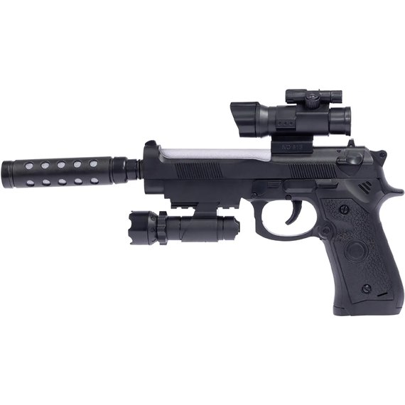 Игрушечный свето-звуковой пистолет ZIPP Toys Beretta 92FS Черный (813B), изображение 2