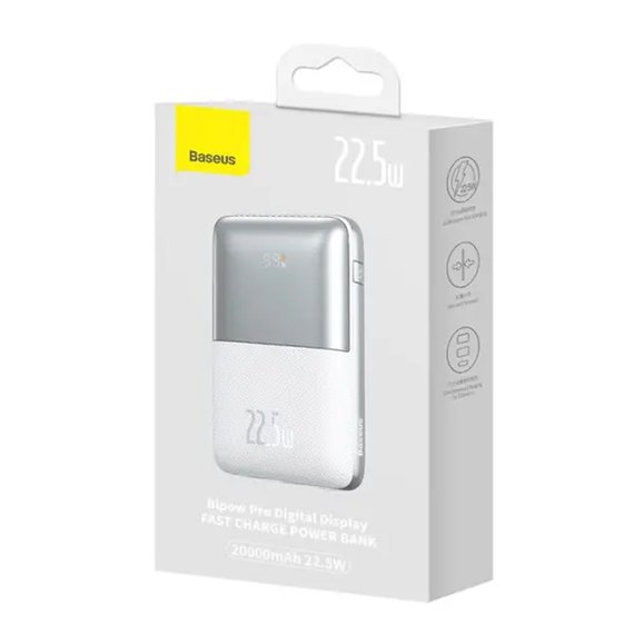Повербанк Baseus Bipow Pro Digital Display Fast Charge 20000 mAh 22.5W White (PPBD030002), Цвет : Белый, изображение 9