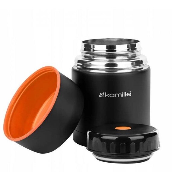Термос пищевой Kamille 500мл черный/оранжевый KM-2092А, Цвет: Black/Orange, изображение 2