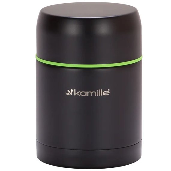 Термос пищевой Kamille 500мл черный/зеленый KM-2092, Цвет: Black/Green