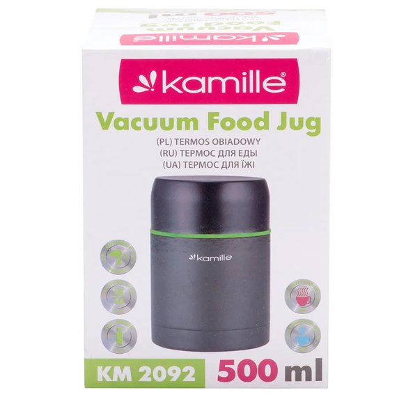 Термос пищевой Kamille 500мл черный/зеленый KM-2092, Цвет: Black/Green, изображение 7
