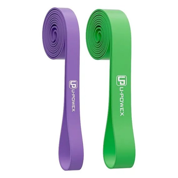 Резиновые петли для тренировок U-Powex Power Band набор 2 шт (16-57 кг) Purple/Green (UP_1072_2in_P/G)