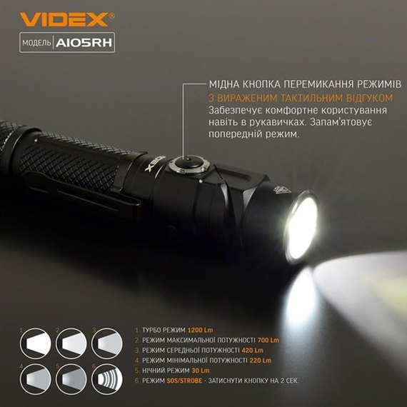 Фонарь ручной Videx A105RH (25858), изображение 2
