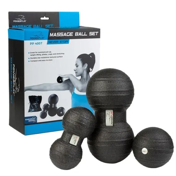 Набір масажних м'ячиків PowerPlay 4007 EPP Massage Ball Чорні 3 шт (PP_4007_Black(3pcs))