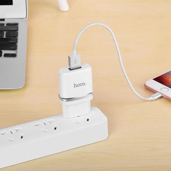 Зарядное устройство Hoco Lightning cable C11 1USB, 1А White (000000104), изображение 5