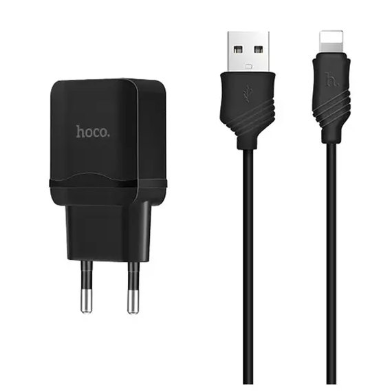Зарядное устройство Hoco Lightning cable C22A 1USB, 2.4А Black (000001528), Цвет: Black, изображение 2
