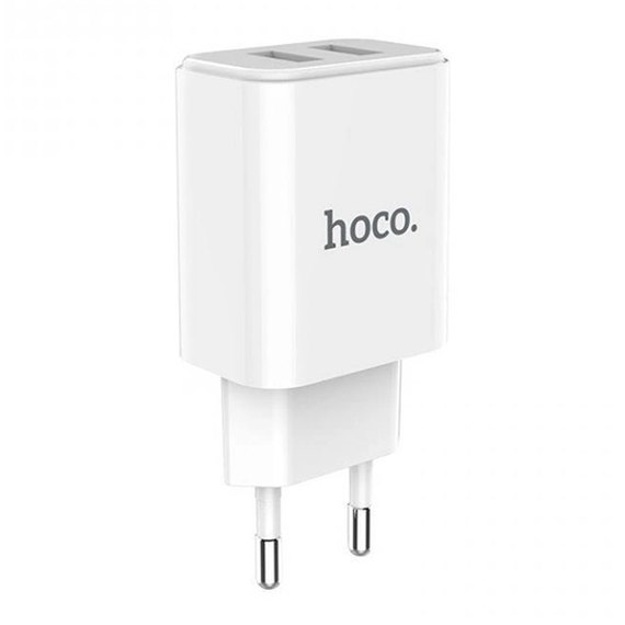 Зарядний пристрій Hoco Lightning cable Victoria C62A 2USB, 2.1А White (000001962), зображення 2