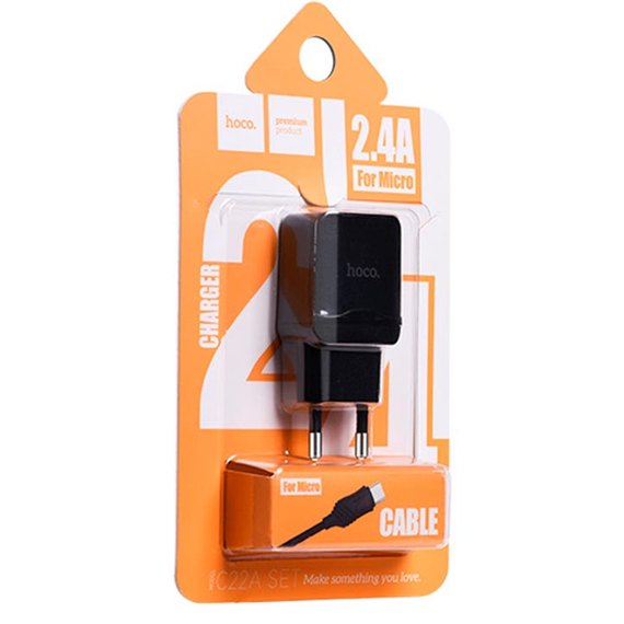 Зарядное устройство Hoco Micro Cable C22A 1USB, 2.4А Black (000000115), изображение 3