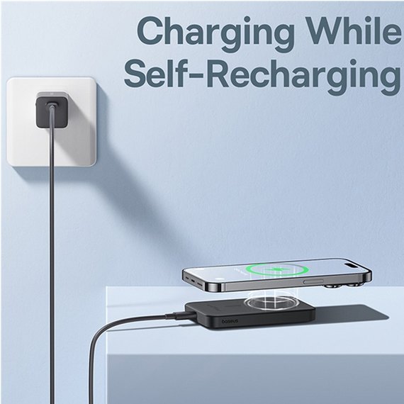 Повербанк Baseus Magnetic Mini Wireless Fast Charge 5000 mAh 20W Black (000010149), Ємність: 5 000 mAh, Колір: Black, Потужність: 20 Вт, зображення 10