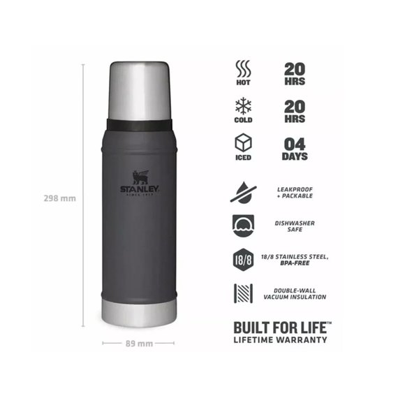 Термос Stanley Legendary Classic Charcoal 0,75 л (6939236418065), Цвет: Charcoal, изображение 3