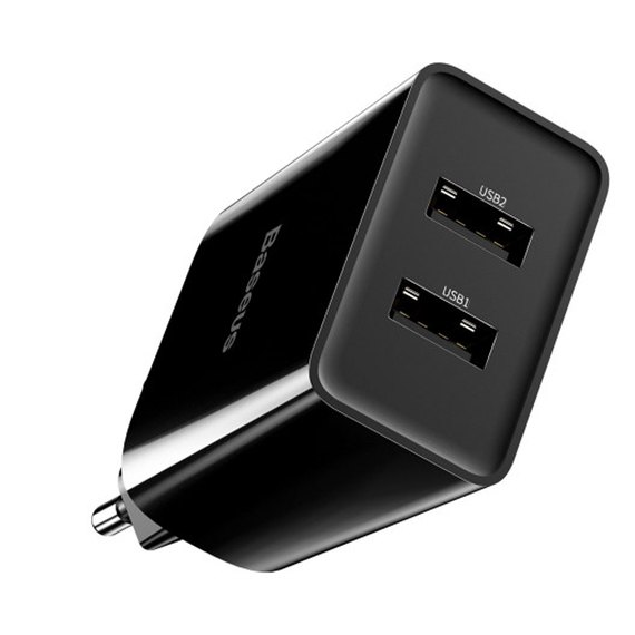 Зарядное устройство Baseus Speed Mini Dual U Charger 2USB, 2A, 10.5W Black (000005119), Цвет: Black, изображение 4