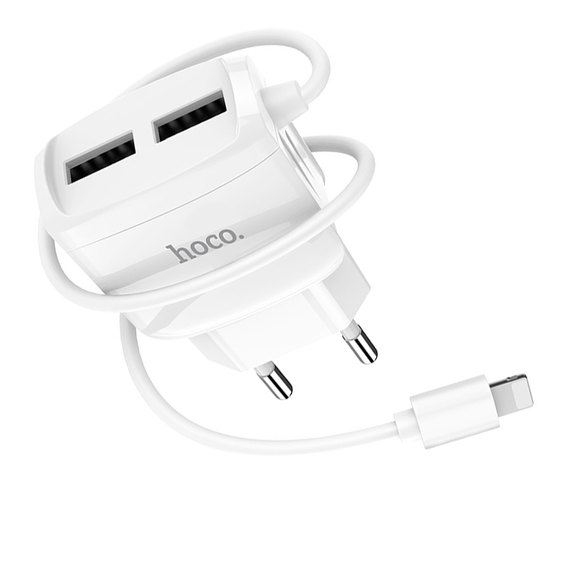 Зарядное устройство Hoco Lightning cable Mega Joy C59A  2USB, 2.1A White (000003385)