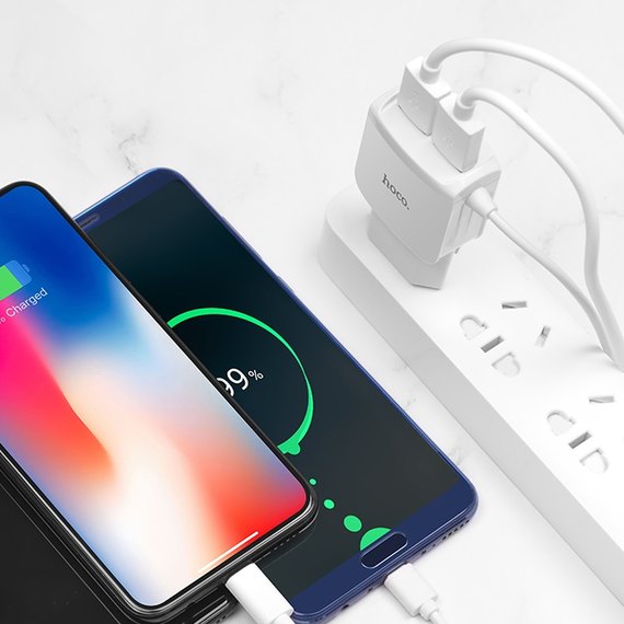 Зарядное устройство Hoco Lightning cable Mega Joy C59A  2USB, 2.1A White (000003385), изображение 4