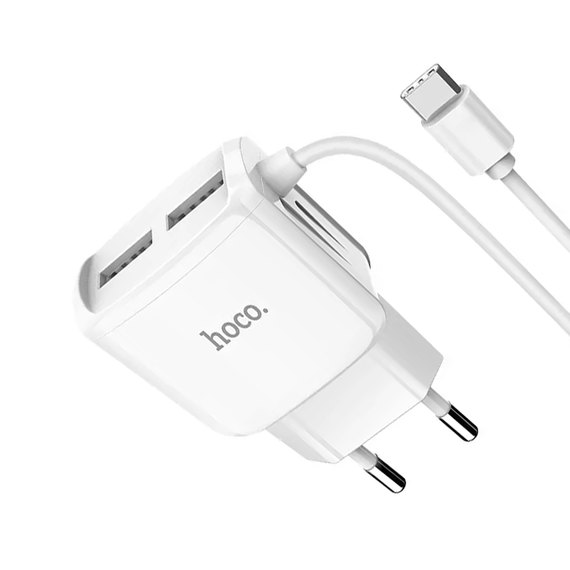 Зарядное устройство Hoco Type-C cable Mega Joy C59A  2USB, 2.1A White (000003387), зображення 2