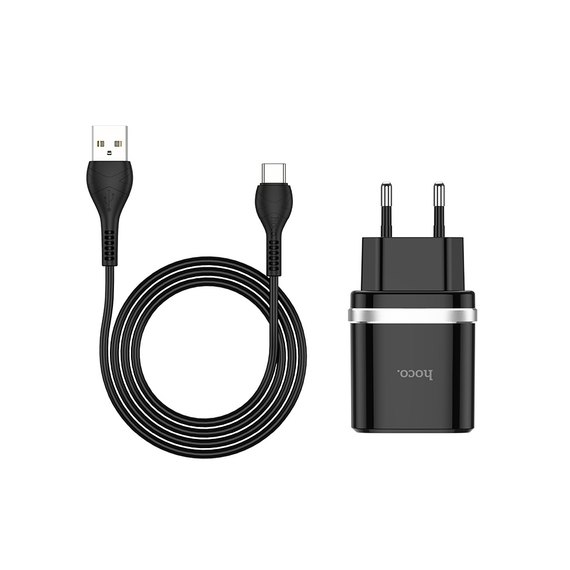 Зарядное устройство Hoco Type-C Cable Smart FCP/AFC C12Q 1USB, 3A, 18W, QC3.0 Black (000004771), изображение 2