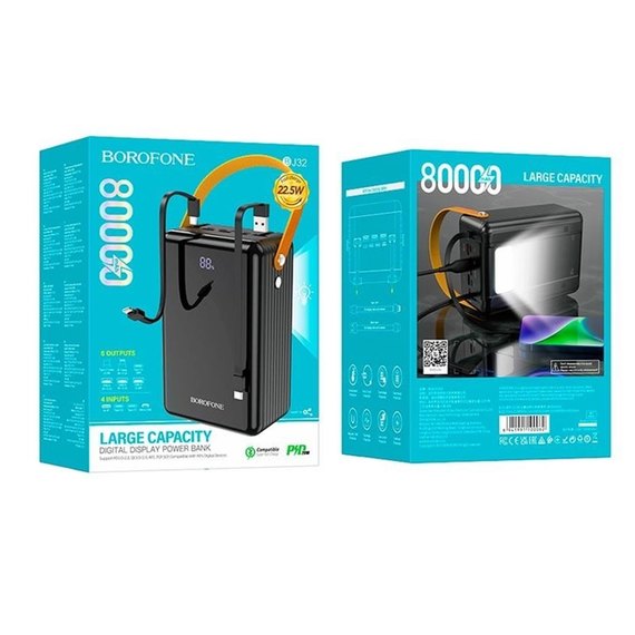 Повербанк Borofone Terra Fully Compatible 80000 mAh 22.5W Black BJ32 (6941991100062), изображение 4