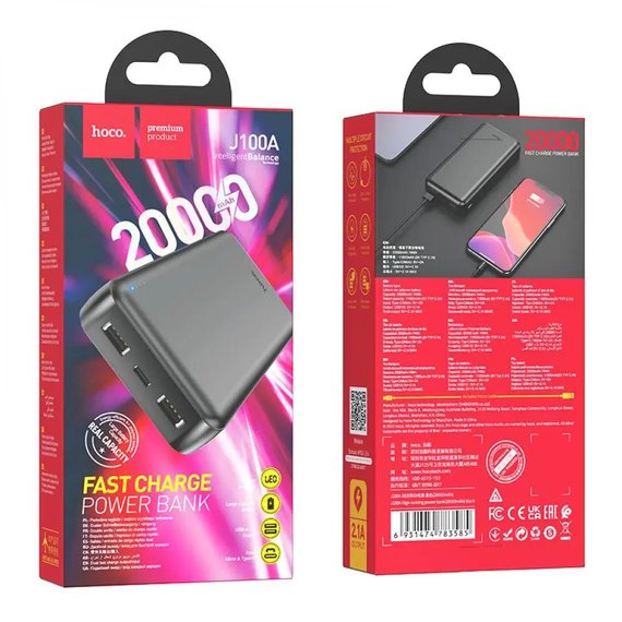 Повербанк HOCO High-ranking J100A 20000 mAh Black (6931474783585), Цвет : Чёрный, изображение 5