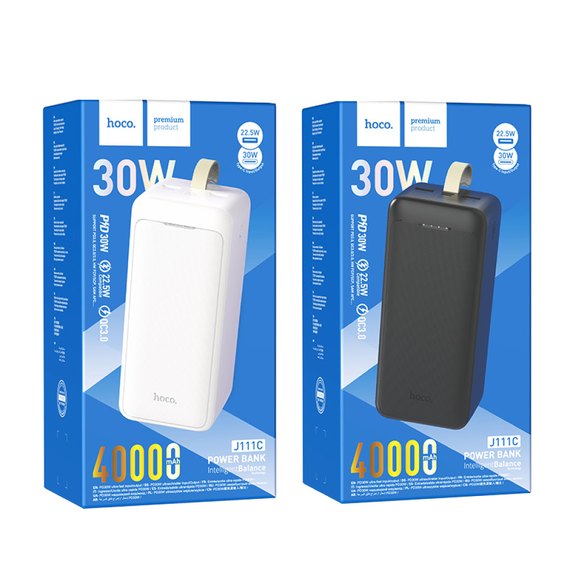 Повербанк HOCO Smart charge J111C 40000 mAh 30W Black (6931474795809), Ёмкость: 40 000 mAh, Цвет : Чёрный, изображение 5