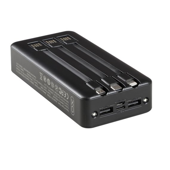 Повербанк XO PR163 with emergency lighting 20000 mAh Black (6920680829866), Колір: Чорний, зображення 3