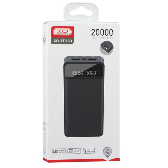 Повербанк XO PR163 with emergency lighting 20000 mAh Black (6920680829866), Колір: Чорний, зображення 5
