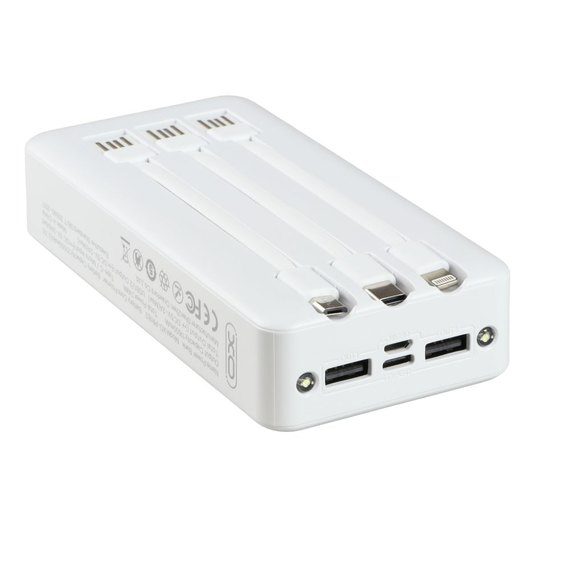 Повербанк XO PR163 with emergency lighting 20000 mAh White (6920680829873), Колір: Білий, зображення 2