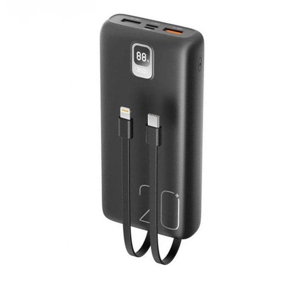 Повербанк XO PR185 with cable QC22.5W/PD20W 20000 mAh Black (6920680831791), Цвет : Чёрный