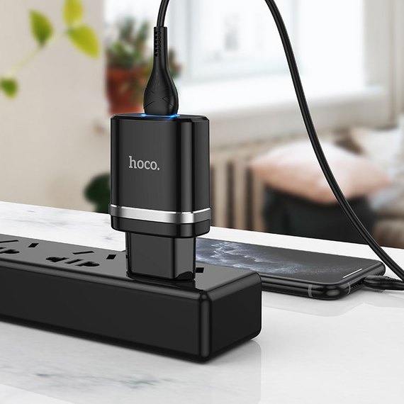Зарядное устройство Hoco Ardent single port charger N1 1USB, 2.4A, 12W Safety Certified Black (000006449), Цвет: Black, изображение 2