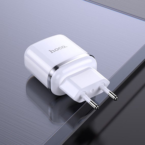 Зарядний пристрій Hoco Aspiring dual port charger N4 2USB, 2.4A Safety Certified White (000006290), зображення 3
