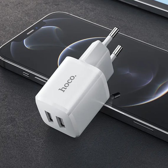 Зарядное устройство Hoco Micro USB Cable Briar dual Port charger set N8 2USB, 2.4A Safety Certified White (000006987), изображение 5