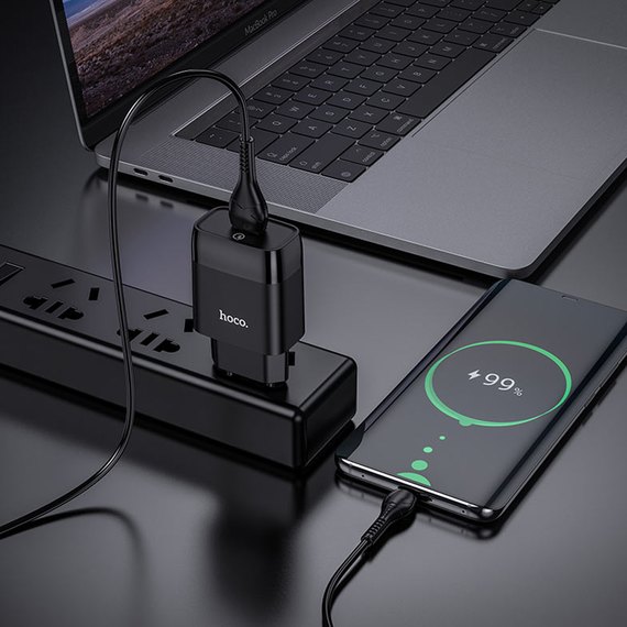 Зарядное устройство Hoco Micro USB cable Glorious charger set C72Q 1USB, QC3.0/FCP/AFC, 3A, 18W Black (000006437), Цвет: Black, изображение 6