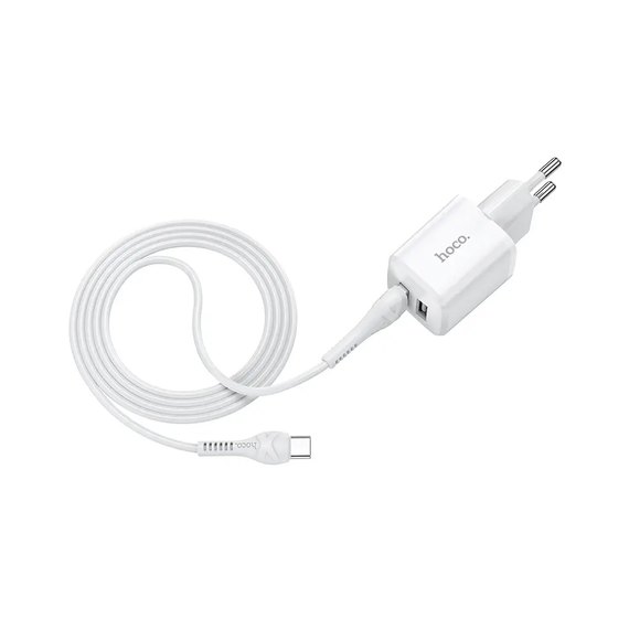 Зарядное устройство Hoco Type-C Cable Briar dual Port charger set N8 2USB, 2.4A Safety Certified White (000006988), изображение 4