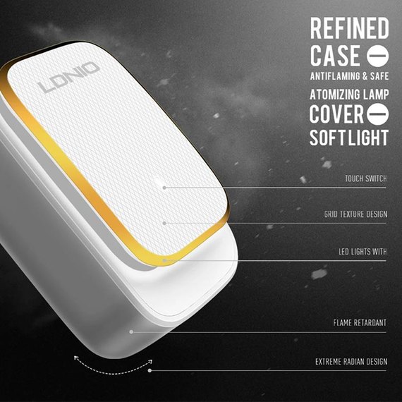 Зарядний пристрій Ldnio Type-C USB Cable Touch Light A2205 2USB, 2.4A White (000005659), зображення 7