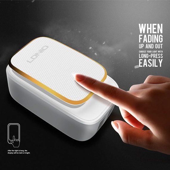 Зарядний пристрій Ldnio Type-C USB Cable Touch Light A2205 2USB, 2.4A White (000005659), зображення 8